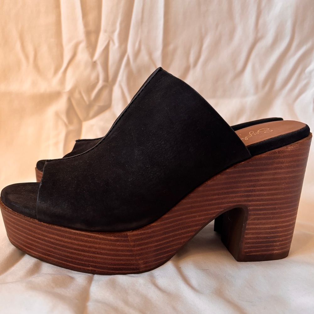 Seychelles, Black, Platform wedge mule, 9.5